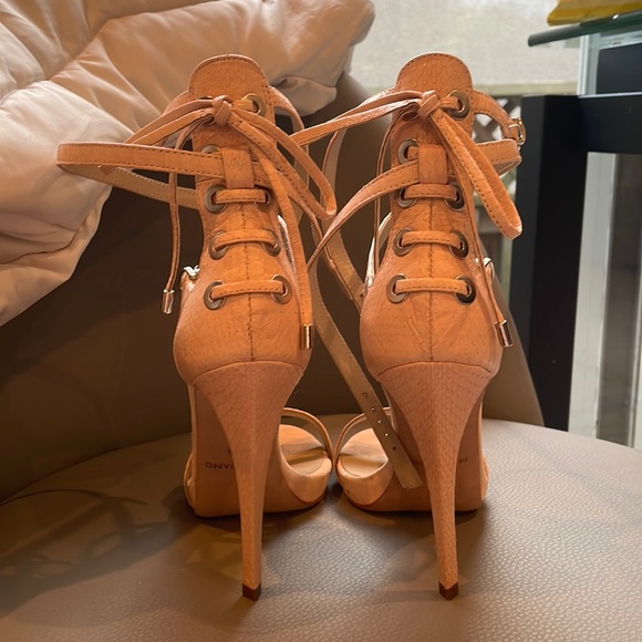 Tie Bow Lace Marciano Heels Peep Toe Sandals Strappy Tie - Picture 2 of 12